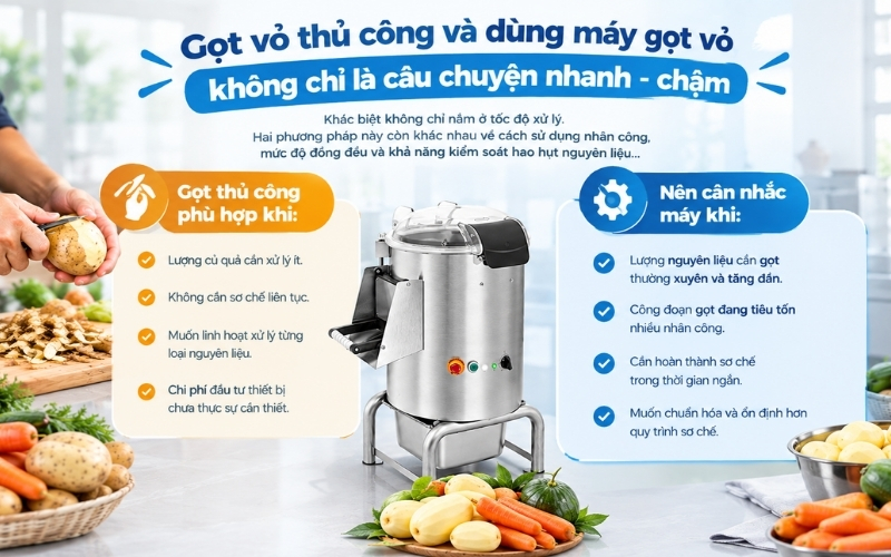 Gọt vỏ thủ công hay dùng máy gọt vỏ