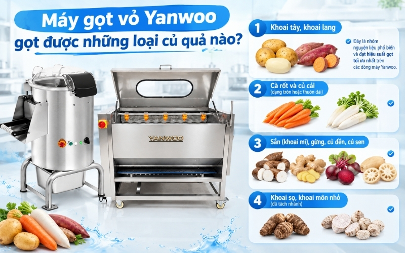 Máy gọt vỏ Yanwoo gọt được những loại củ quả nào