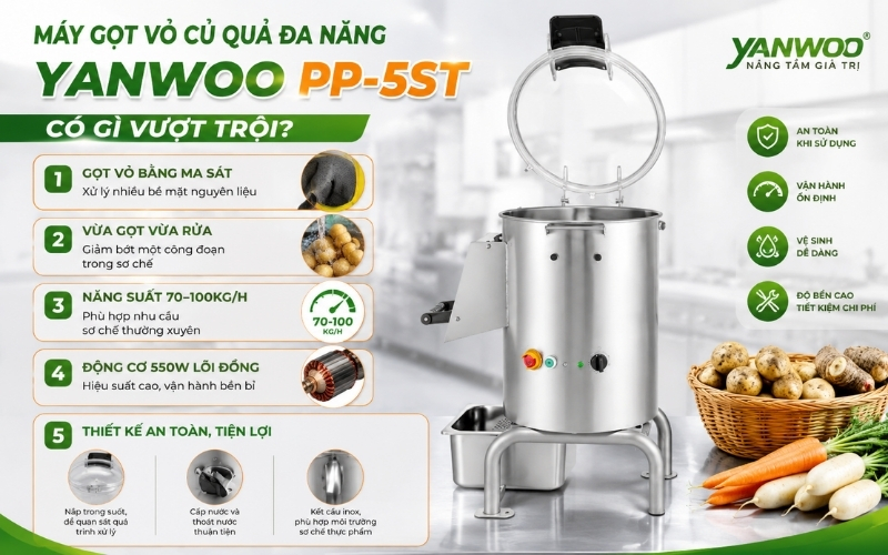 Máy gọt vỏ củ quả đa năng Yanwoo PP-5ST có gì vượt trội