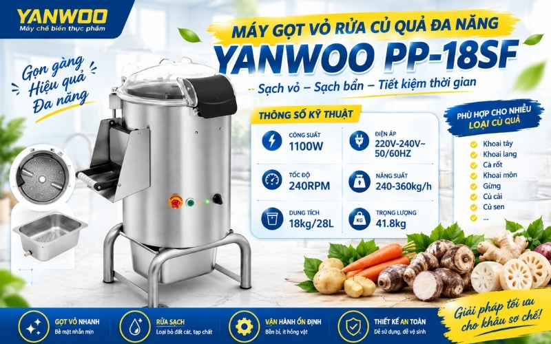 máy gọt vỏ rửa củ quả đa năng Yanwoo PP-18SF