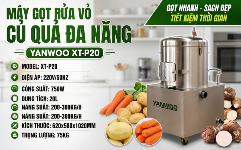 Thông số máy gọt rửa vỏ củ quả Yanwoo XT-P20
