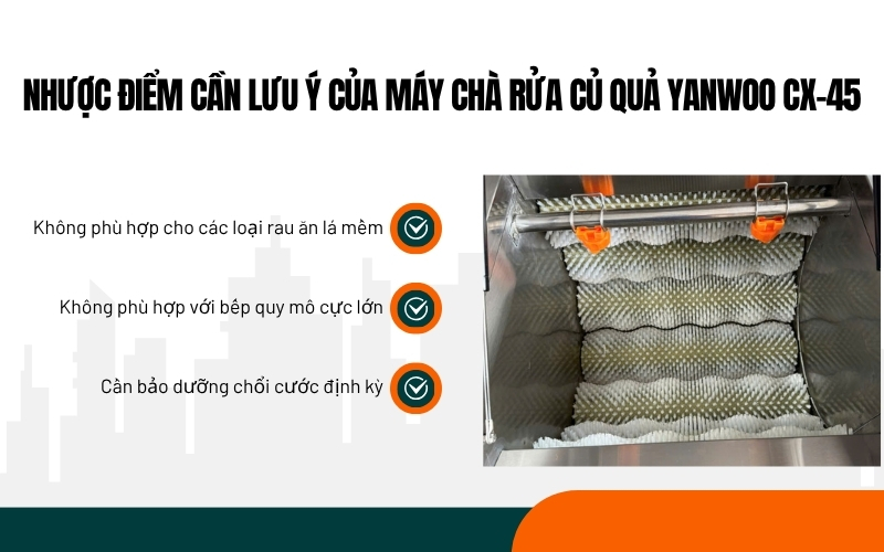 Nhược điểm cần lưu ý của máy chà rửa củ quả Yanwoo CX-45