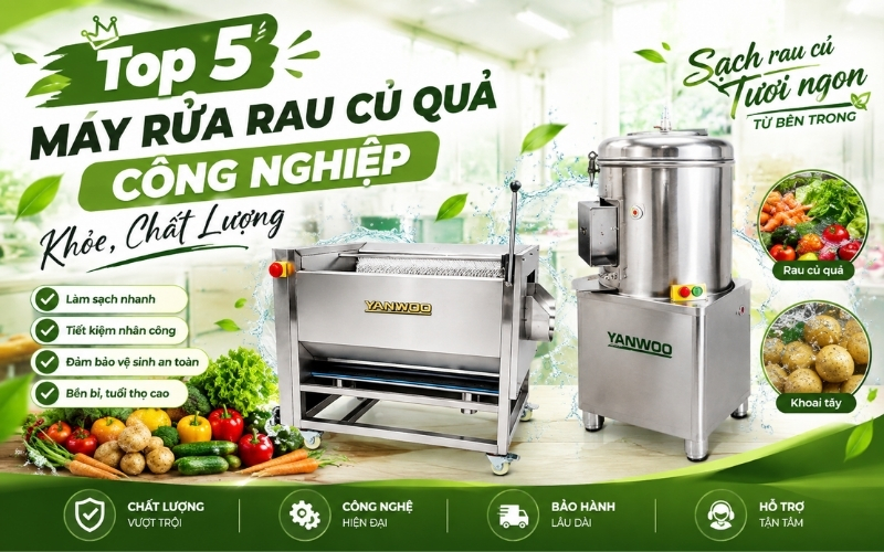 Top 5 máy rửa rau củ quả công nghiệp khỏe, chất lượng