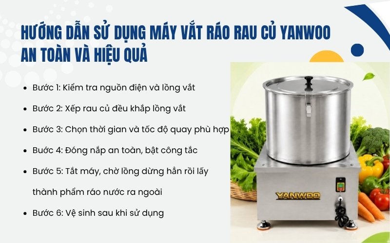 Hướng dẫn sử dụng máy vắt ráo rau củ Yanwoo an toàn và hiệu quả