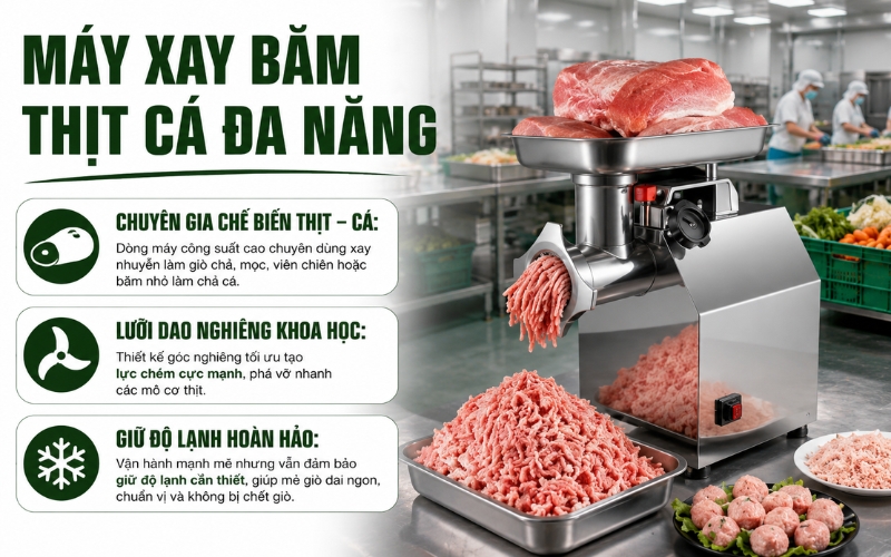 Máy xay băm thịt cá đa năng