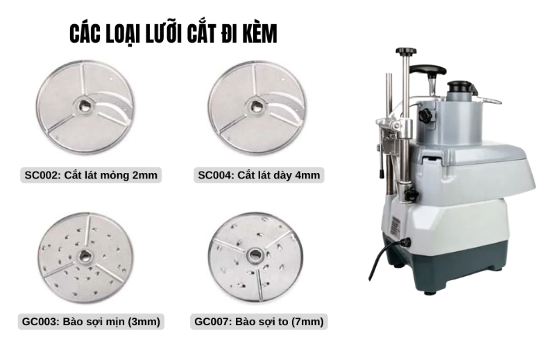 4 đĩa cắt, linh hoạt thái lát và bào sợi