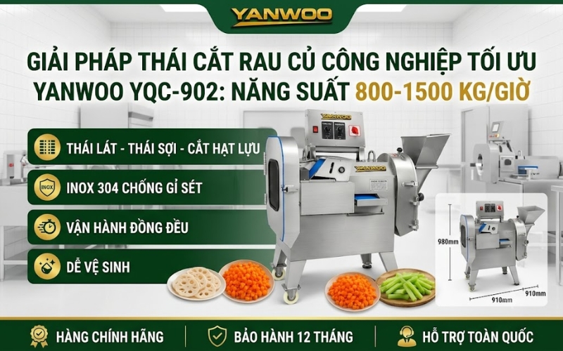 Thiết kế inox 304 chắc chắn, phù hợp môi trường chế biến