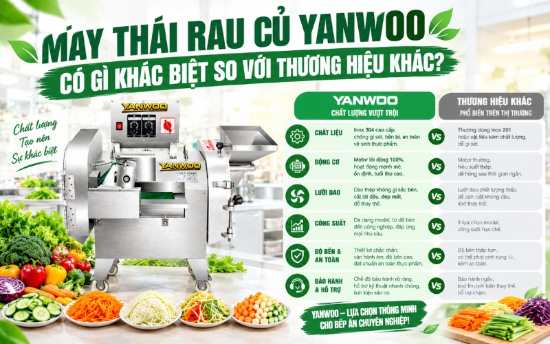Tổng hợp 5 điểm khác biệt bứt phá của máy thái rau củ Yanwoo