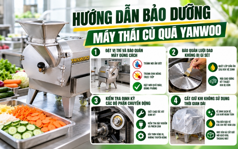 Hướng dẫn bảo dưỡng máy máy thái củ quả Yanwoo