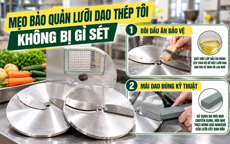 Mẹo bảo quản lưỡi dao thép tôi không bị gỉ sét