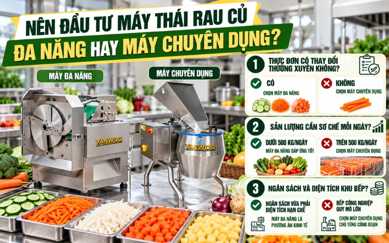 Nên đầu tư máy thái rau củ đa năng hay máy chuyên dụng?