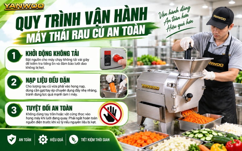Quy trình vận hành máy thái rau củ quả an toàn