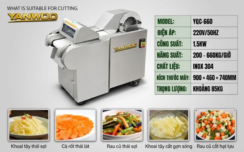 Thông số của máy thái rau củ Yanwoo YQC-660